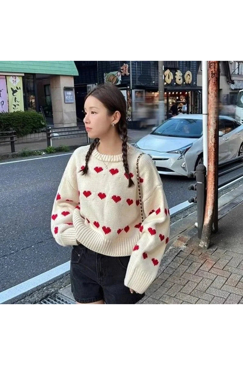 Y2k Spring Love Heart Knit Sweater