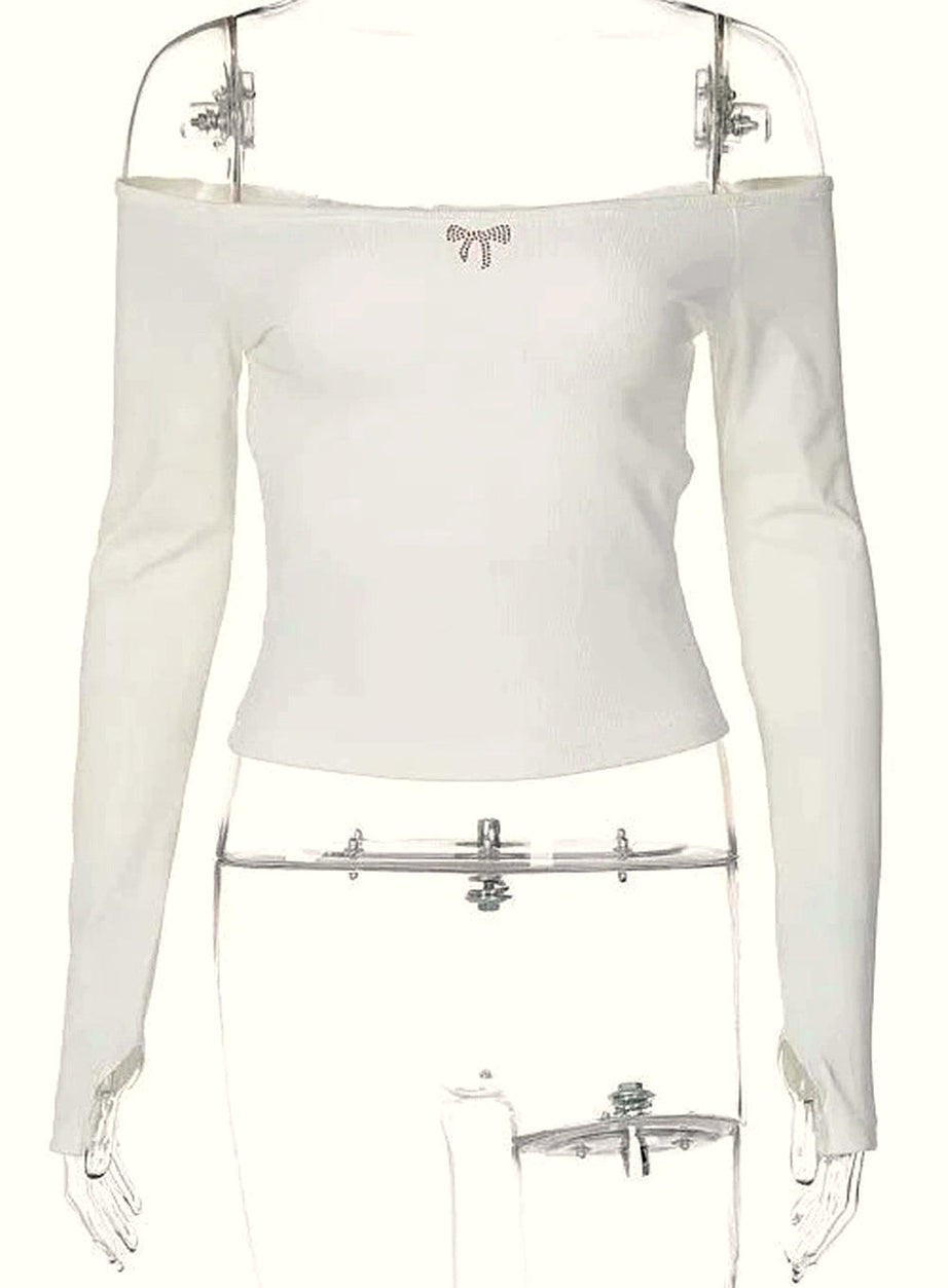 Y2k Spring Off Shoulder Backless Crop Top