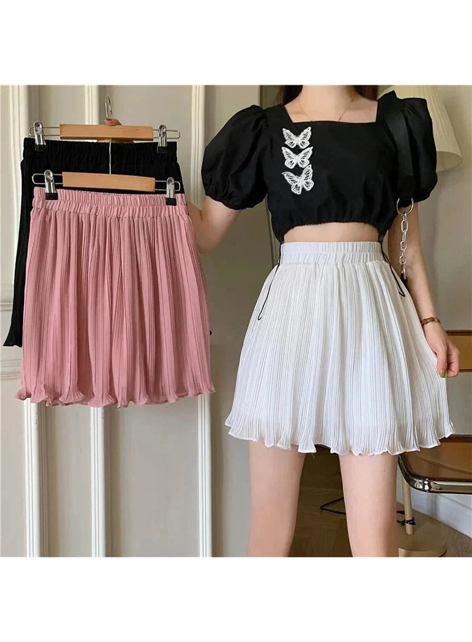 Y2k Spring Pleated Schoolgirl Mini Skirt