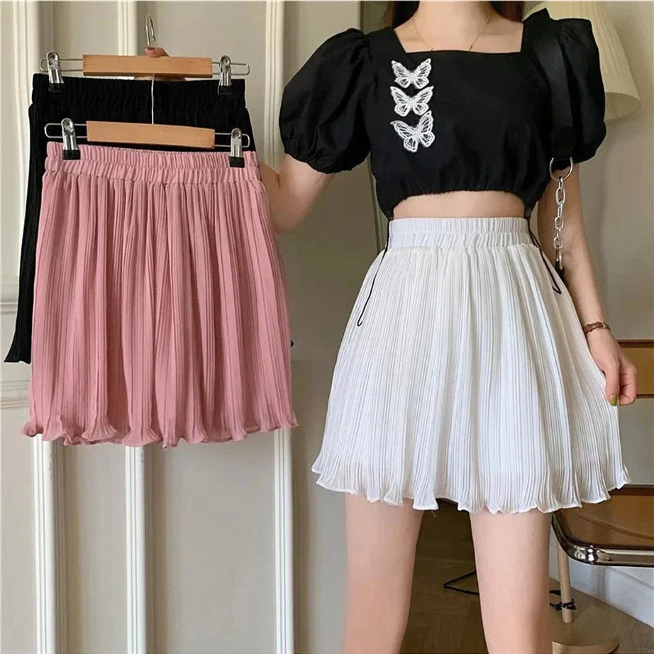 Y2k Spring Pleated Schoolgirl Mini Skirt