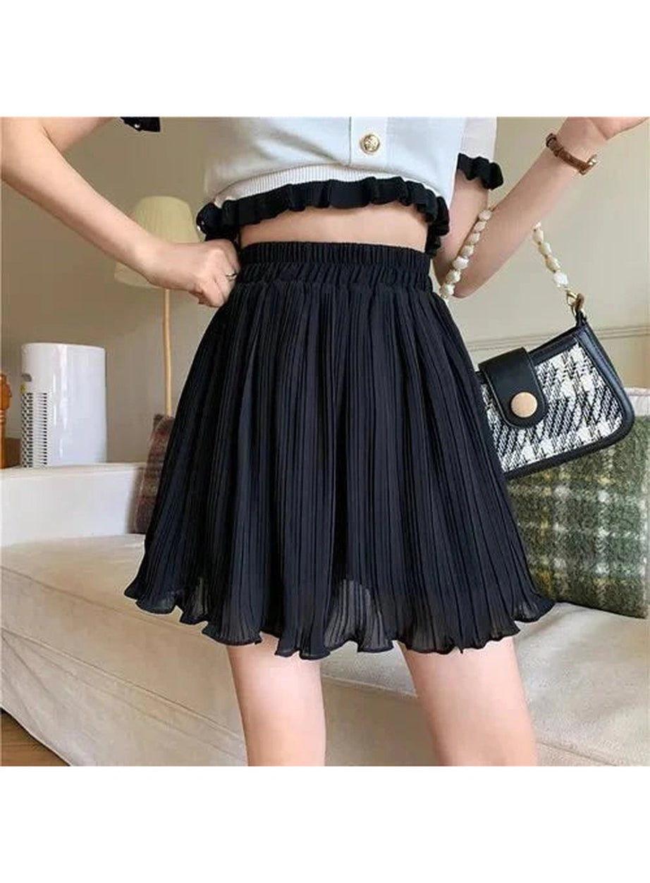 Y2k Spring Pleated Schoolgirl Mini Skirt