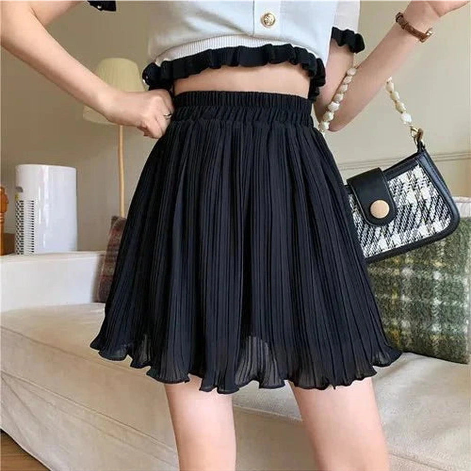 Y2k Spring Pleated Schoolgirl Mini Skirt