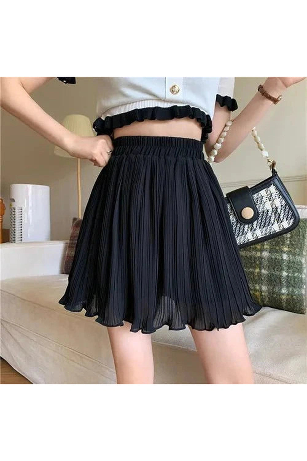 Y2k Spring Pleated Schoolgirl Mini Skirt