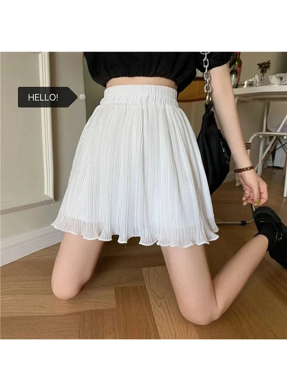 Y2k Spring Pleated Schoolgirl Mini Skirt
