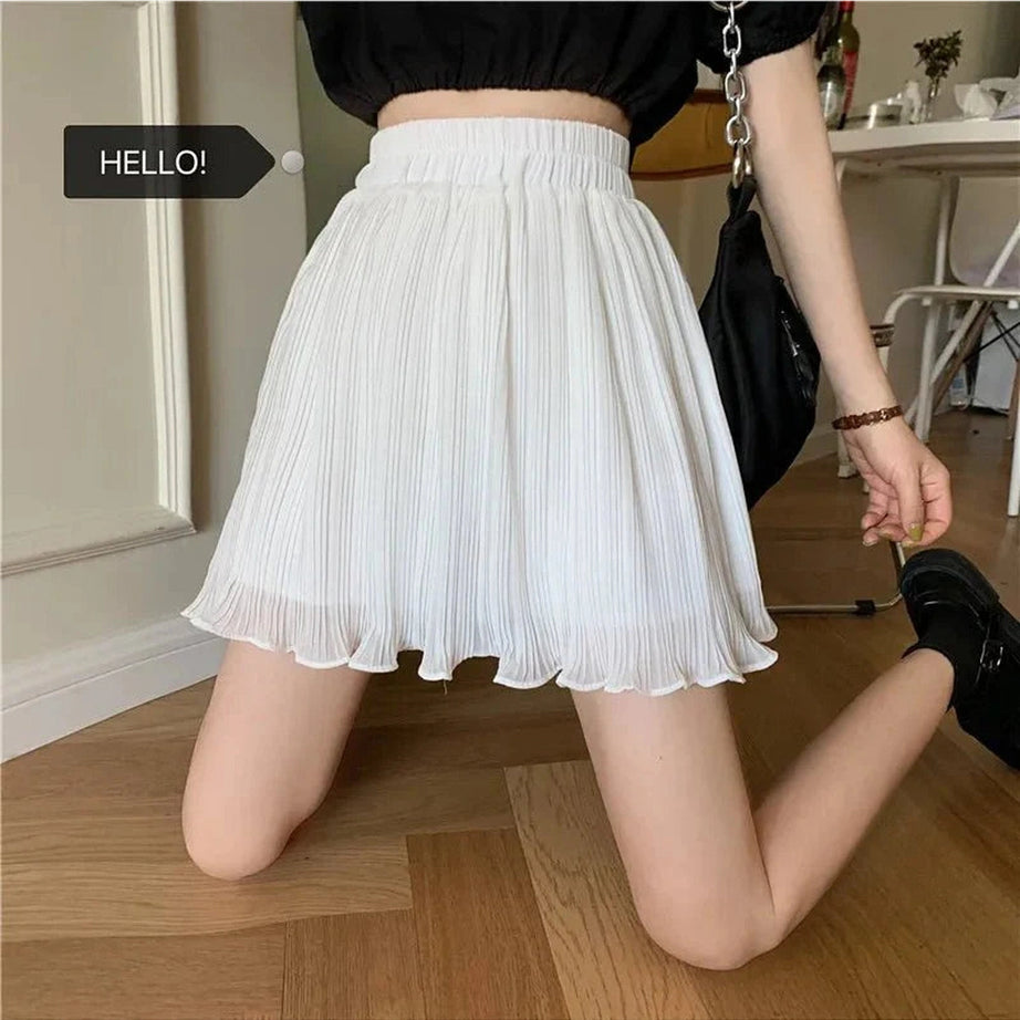 Y2k Spring Pleated Schoolgirl Mini Skirt