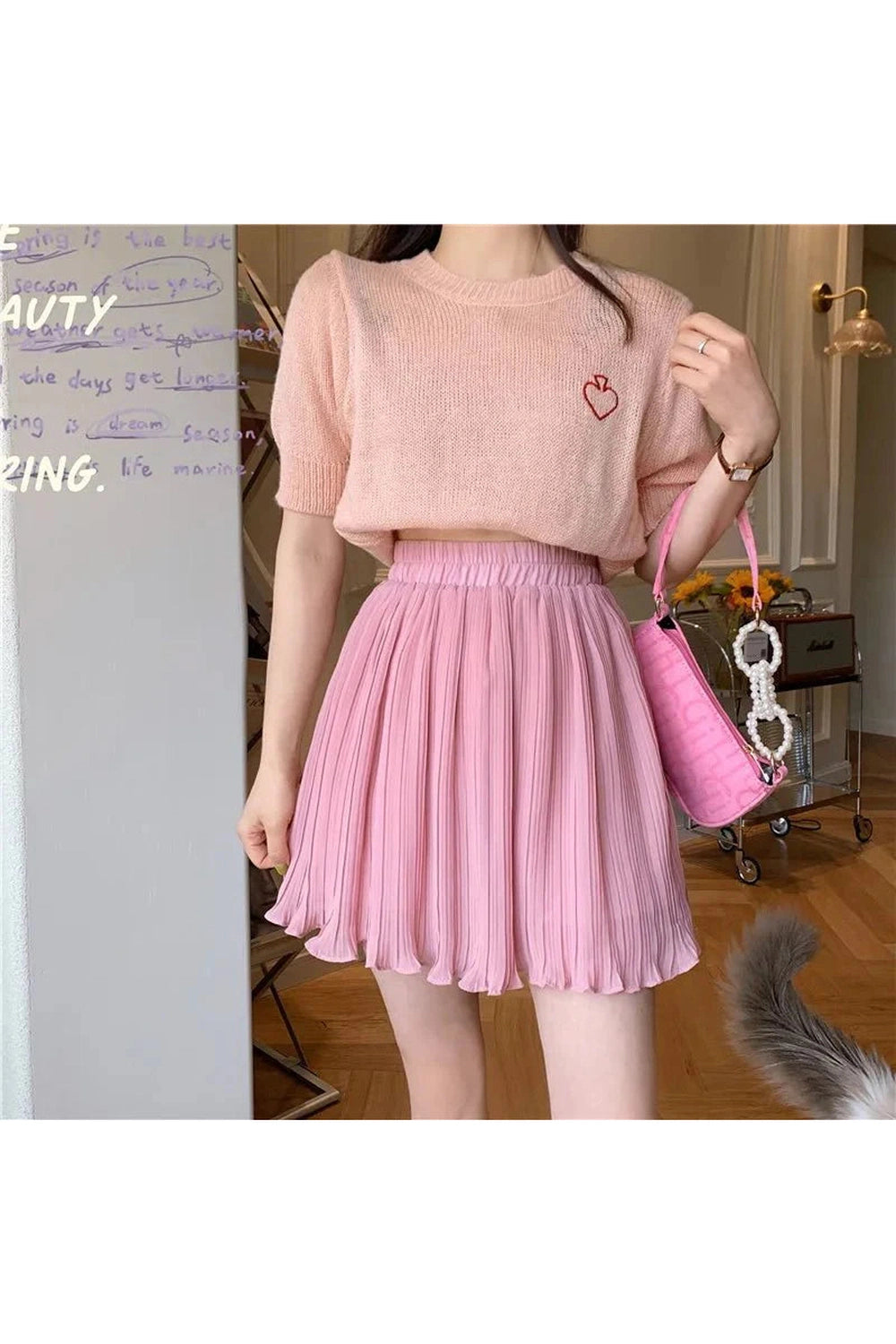 Y2k Spring Pleated Schoolgirl Mini Skirt