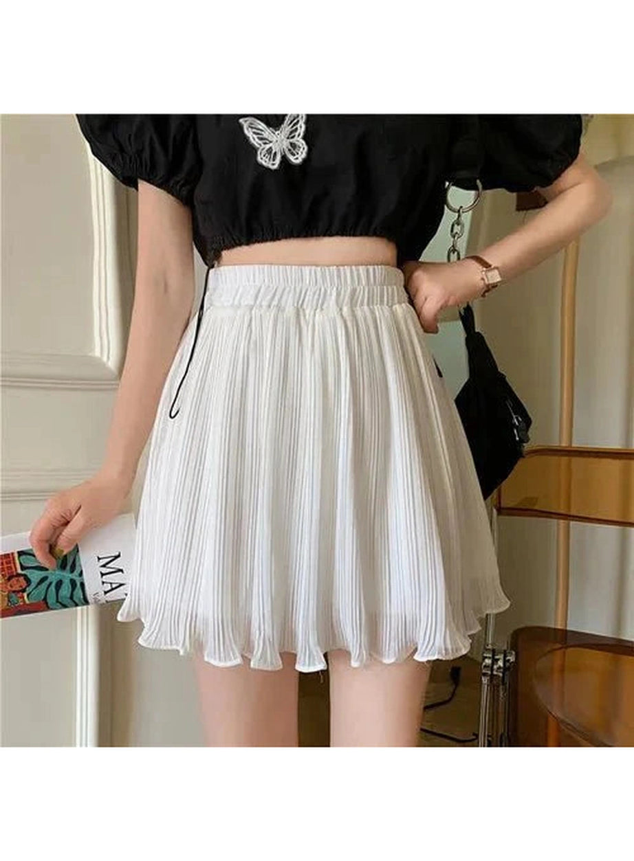 Y2k Spring Pleated Schoolgirl Mini Skirt