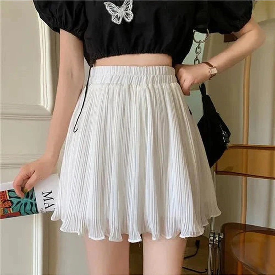 Y2k Spring Pleated Schoolgirl Mini Skirt