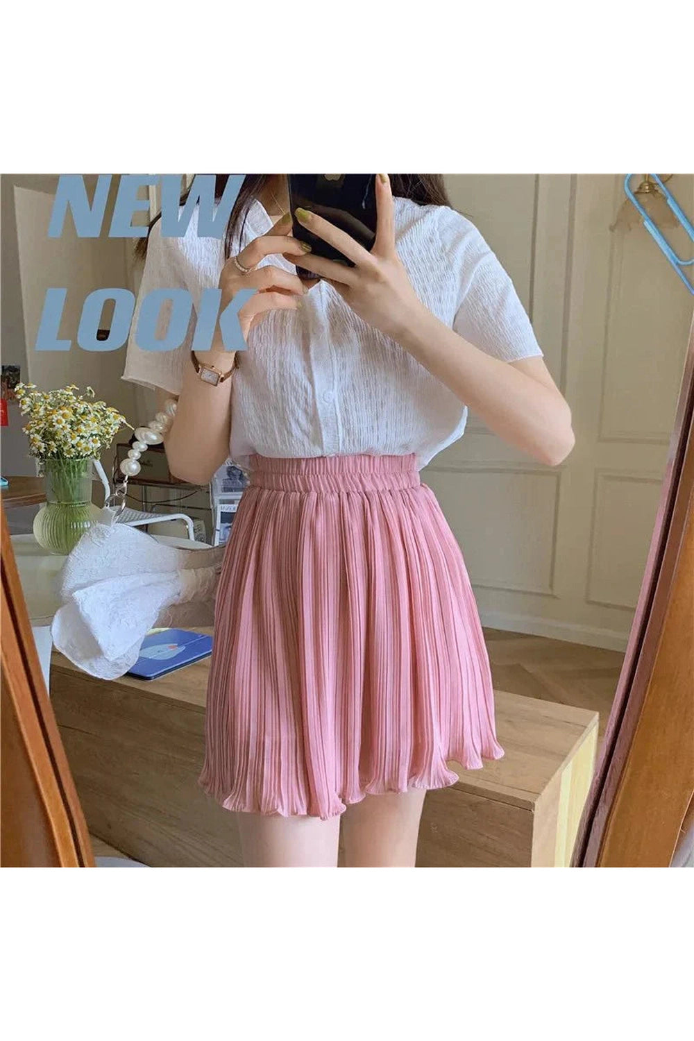 Y2k Spring Pleated Schoolgirl Mini Skirt
