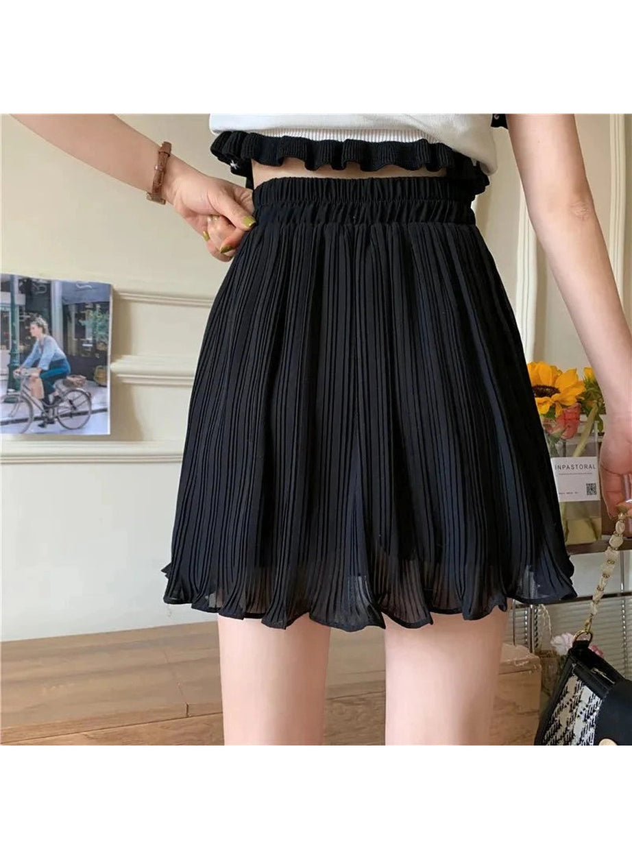 Y2k Spring Pleated Schoolgirl Mini Skirt