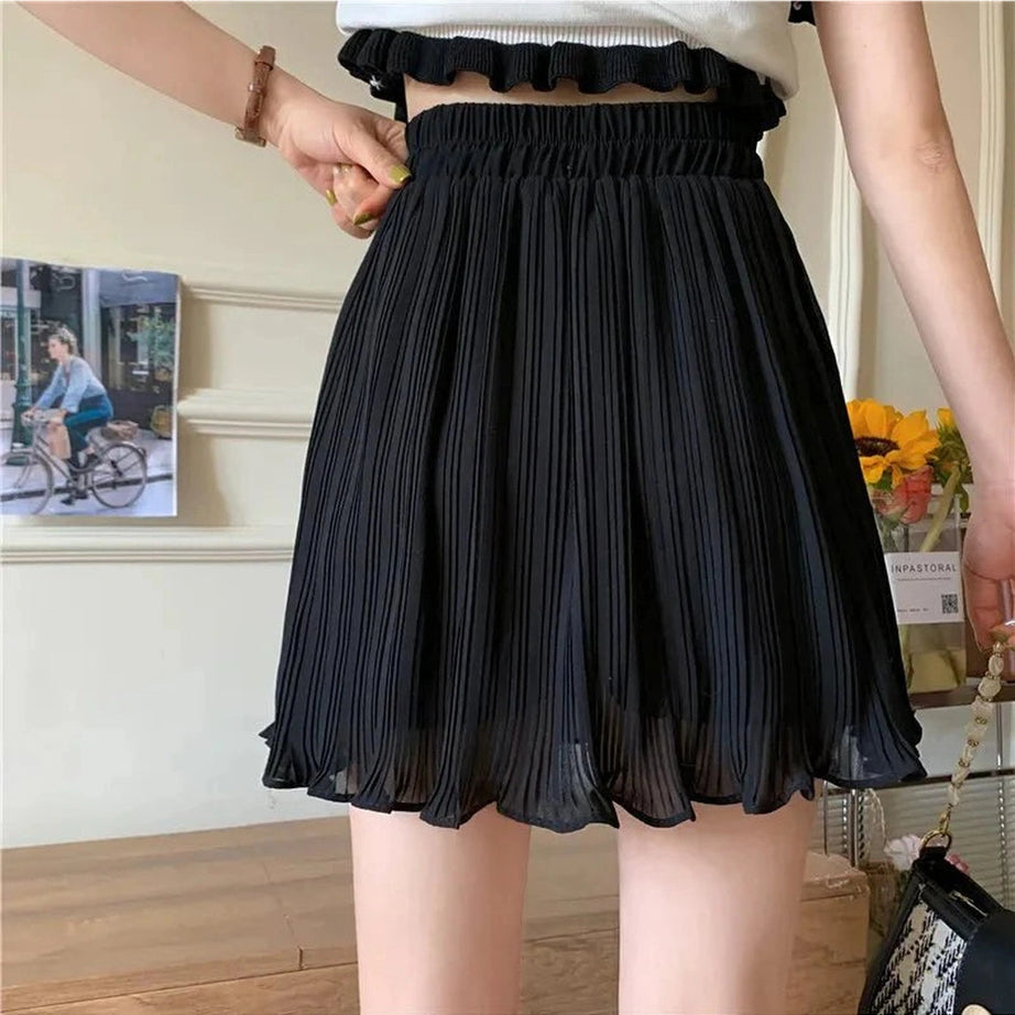 Y2k Spring Pleated Schoolgirl Mini Skirt