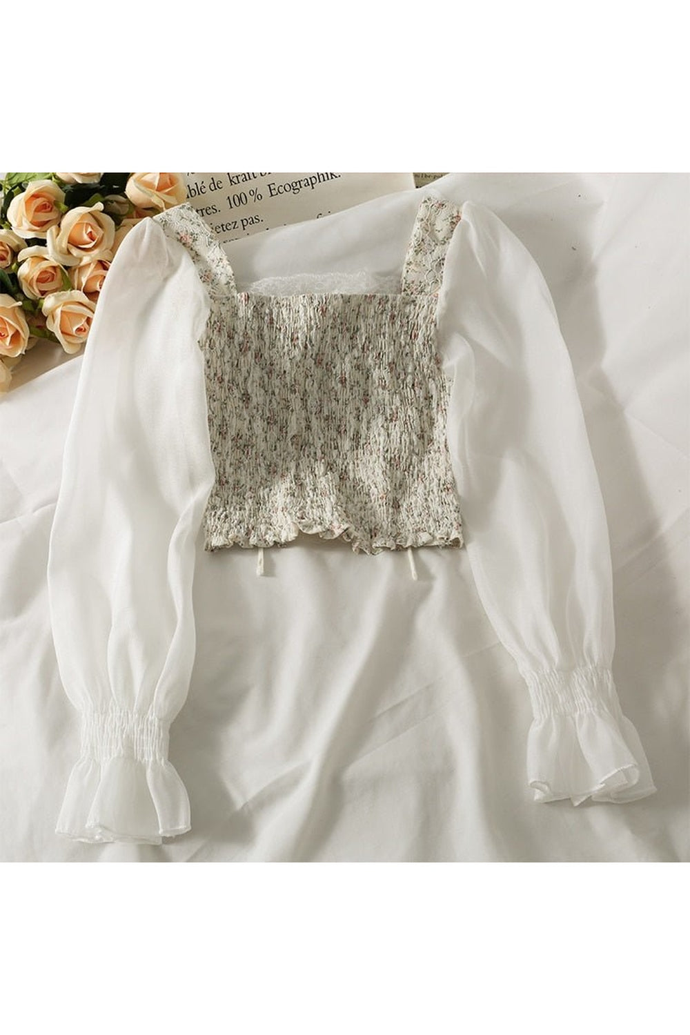 Y2k Square Collar Lace Blouse