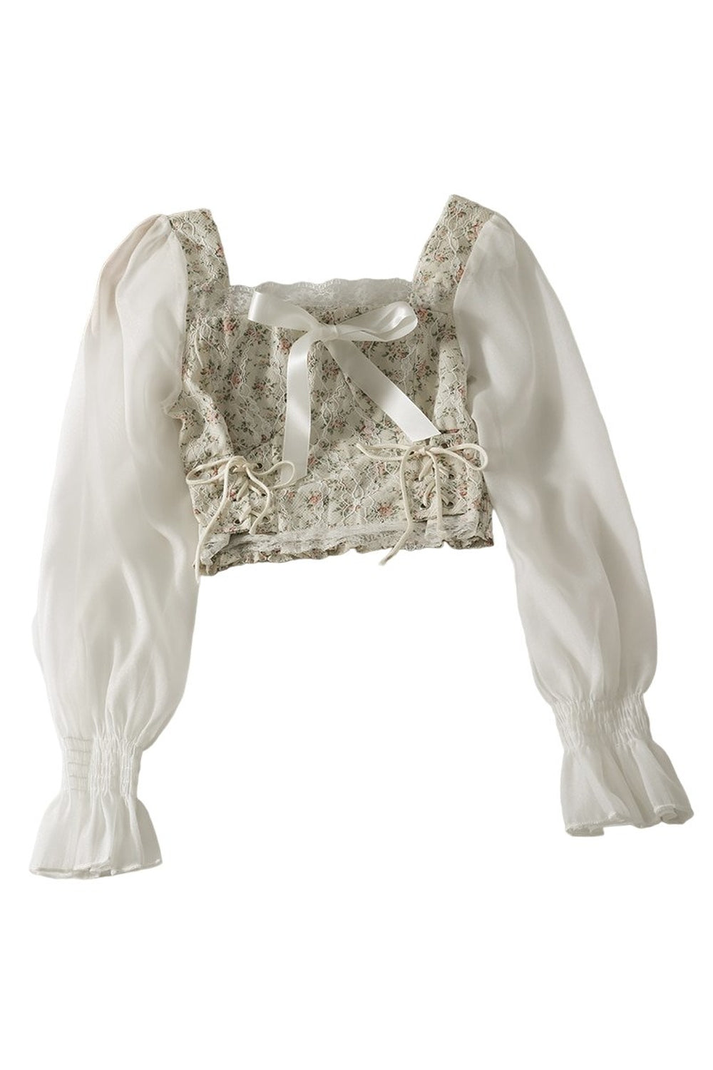 Y2k Square Collar Lace Blouse