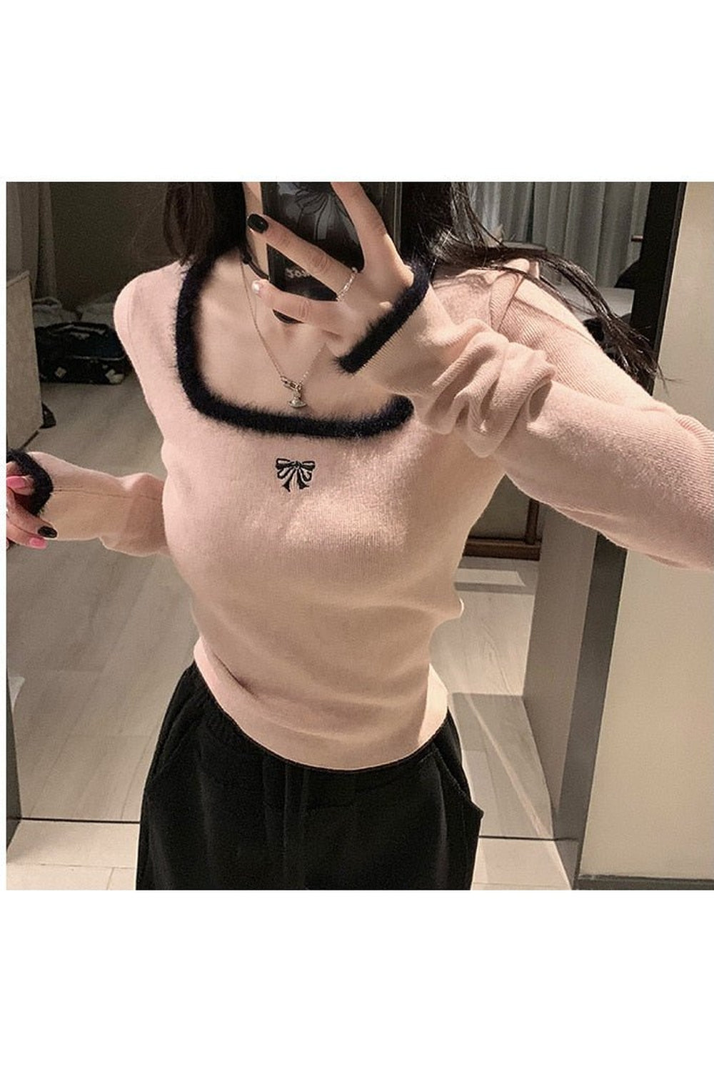 Y2k Square Collar Slim Crop Top