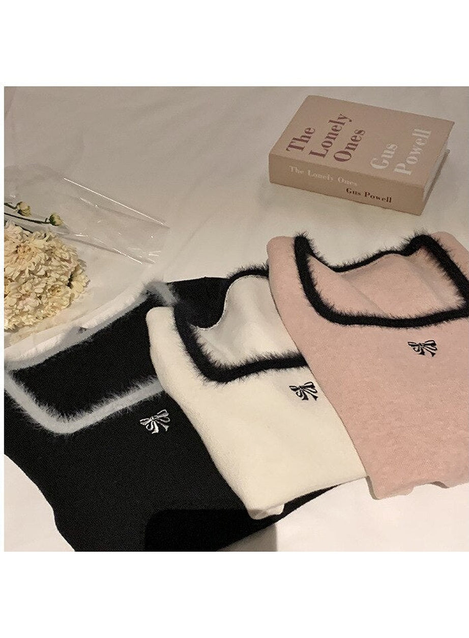 Y2k Square Collar Slim Crop Top