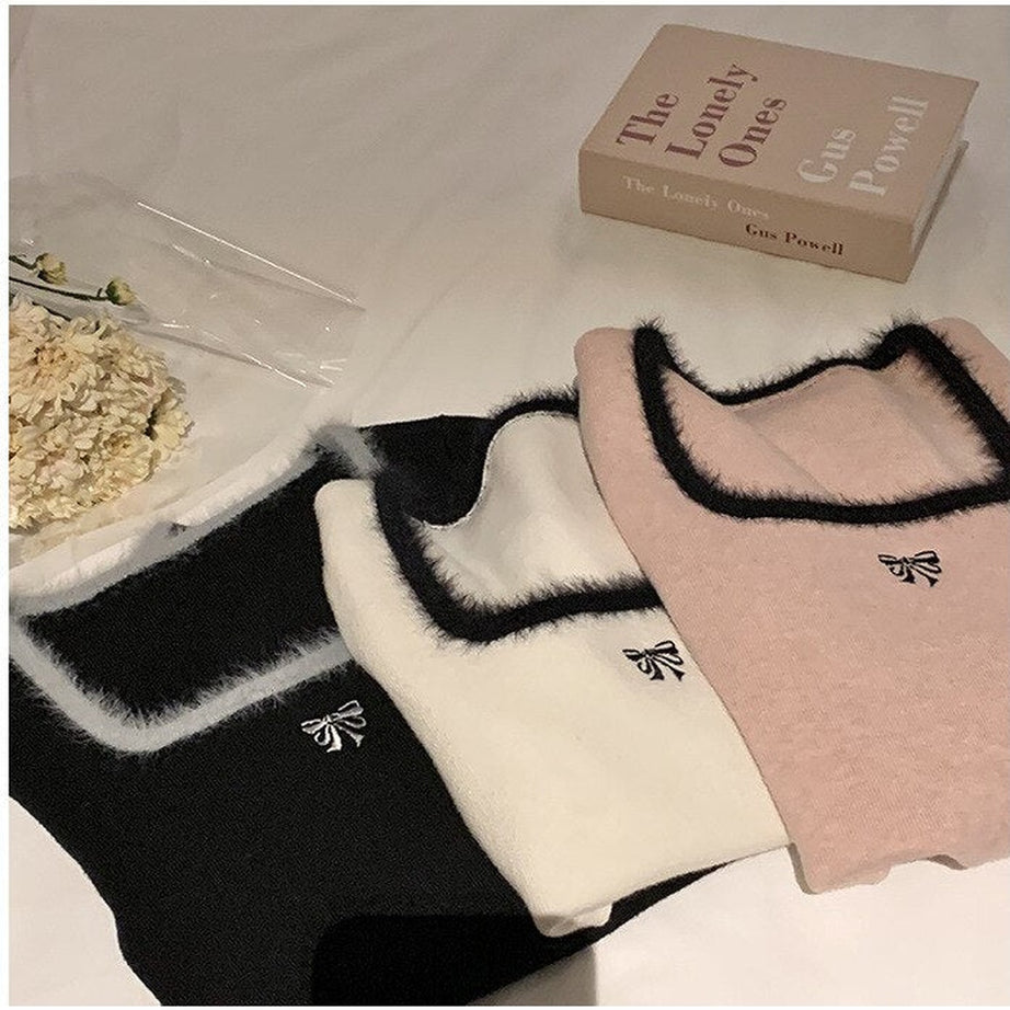 Y2k Square Collar Slim Crop Top