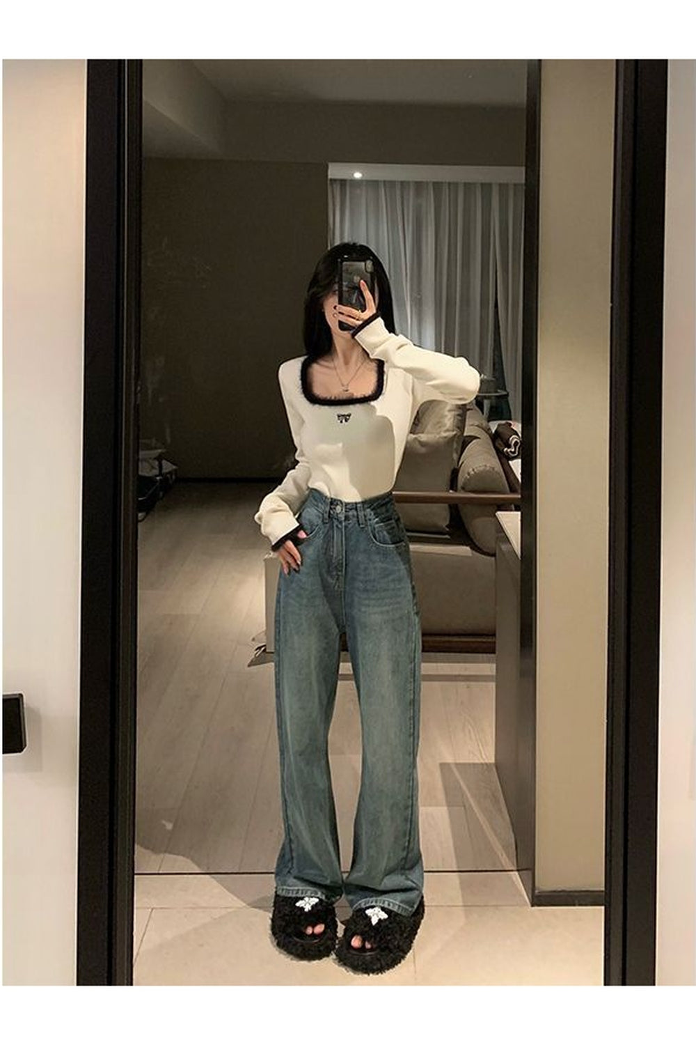 Y2k Square Collar Slim Crop Top