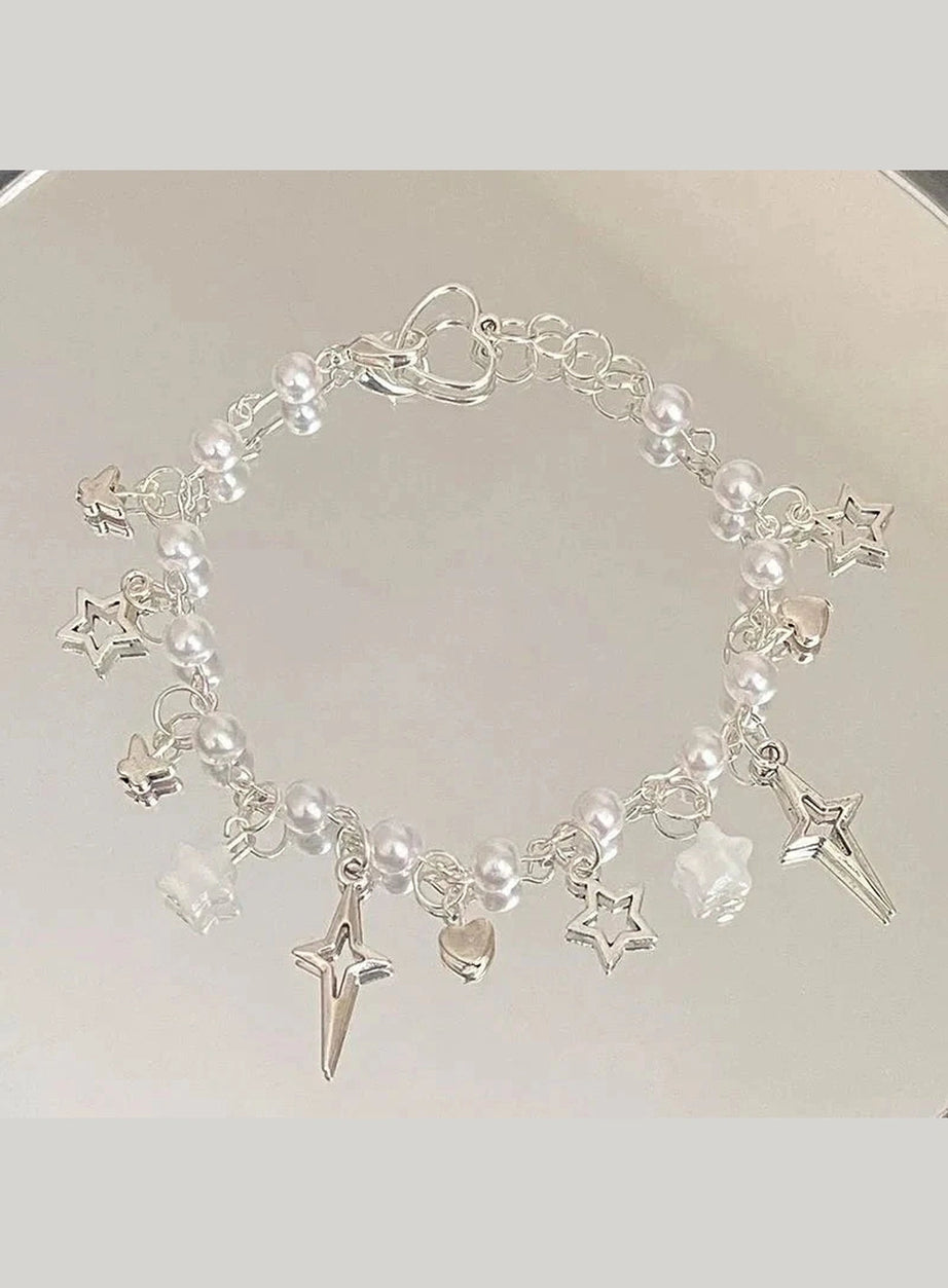 Y2k Star Bow Knot Beaded Bracelet