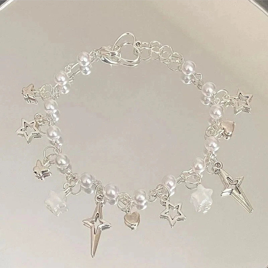 Y2k Star Bow Knot Beaded Bracelet