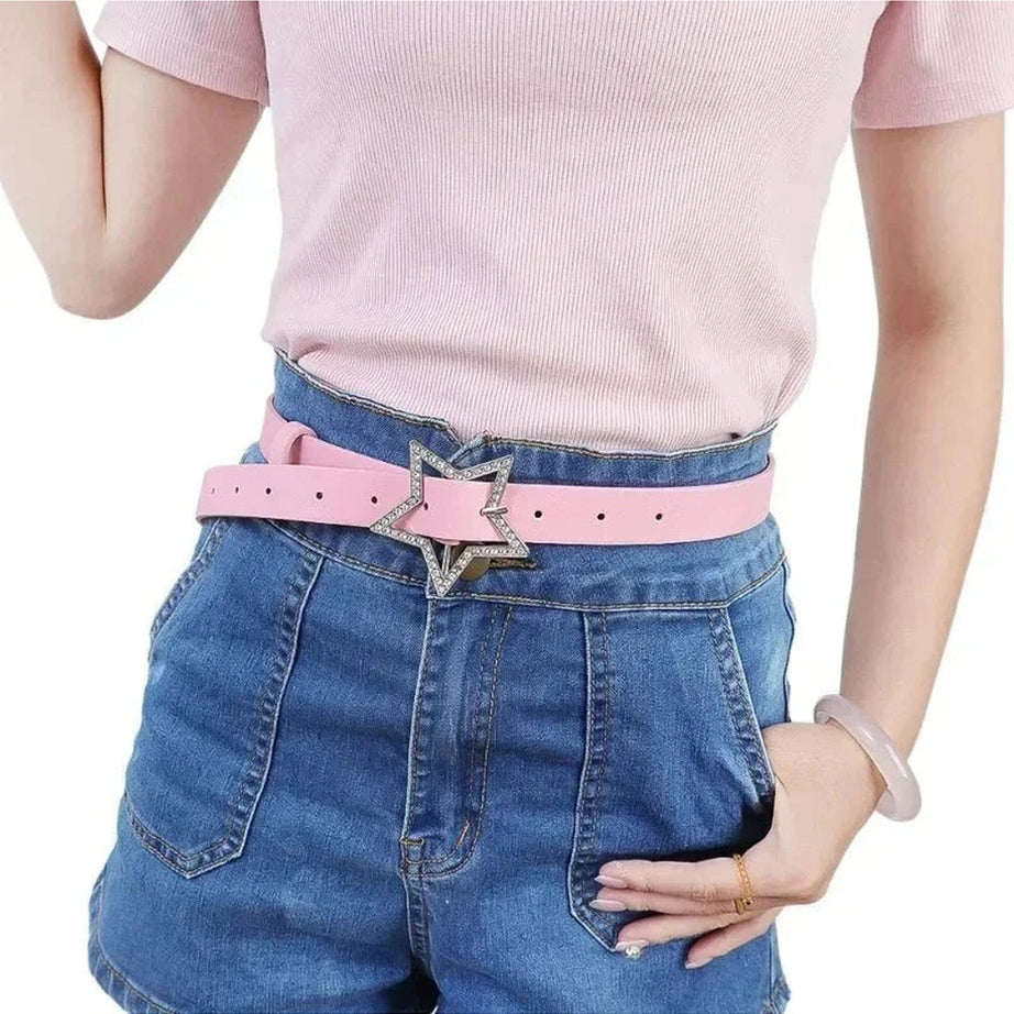 Y2k Star Buckle Rhinestone Belt