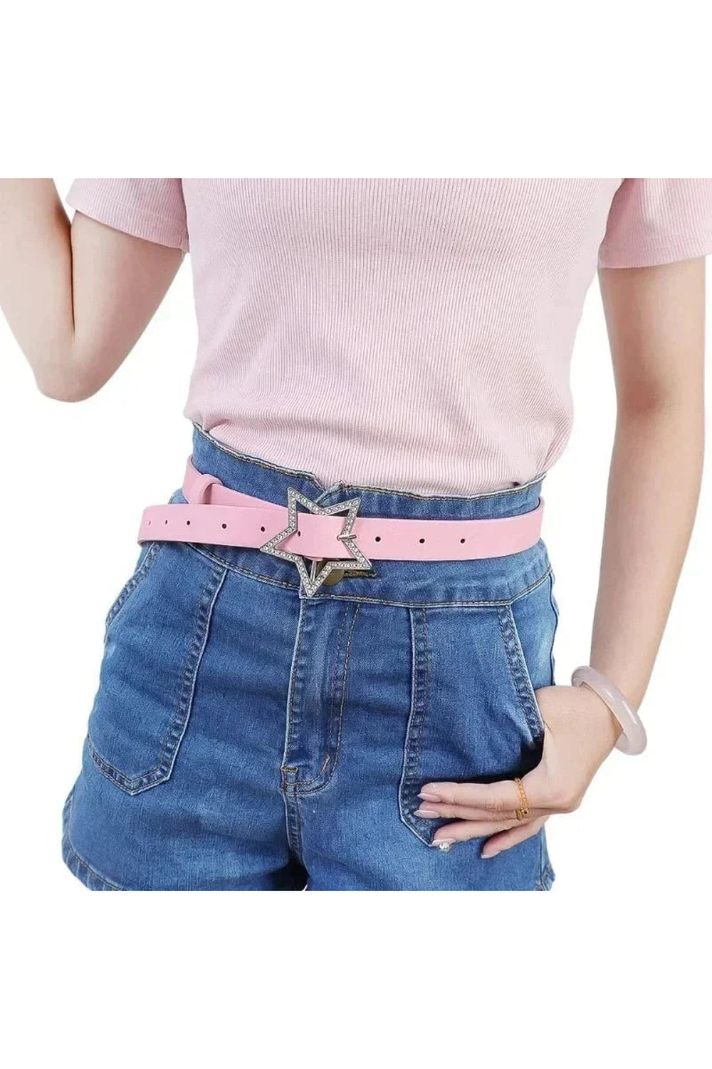 Y2k Star Buckle Rhinestone Belt