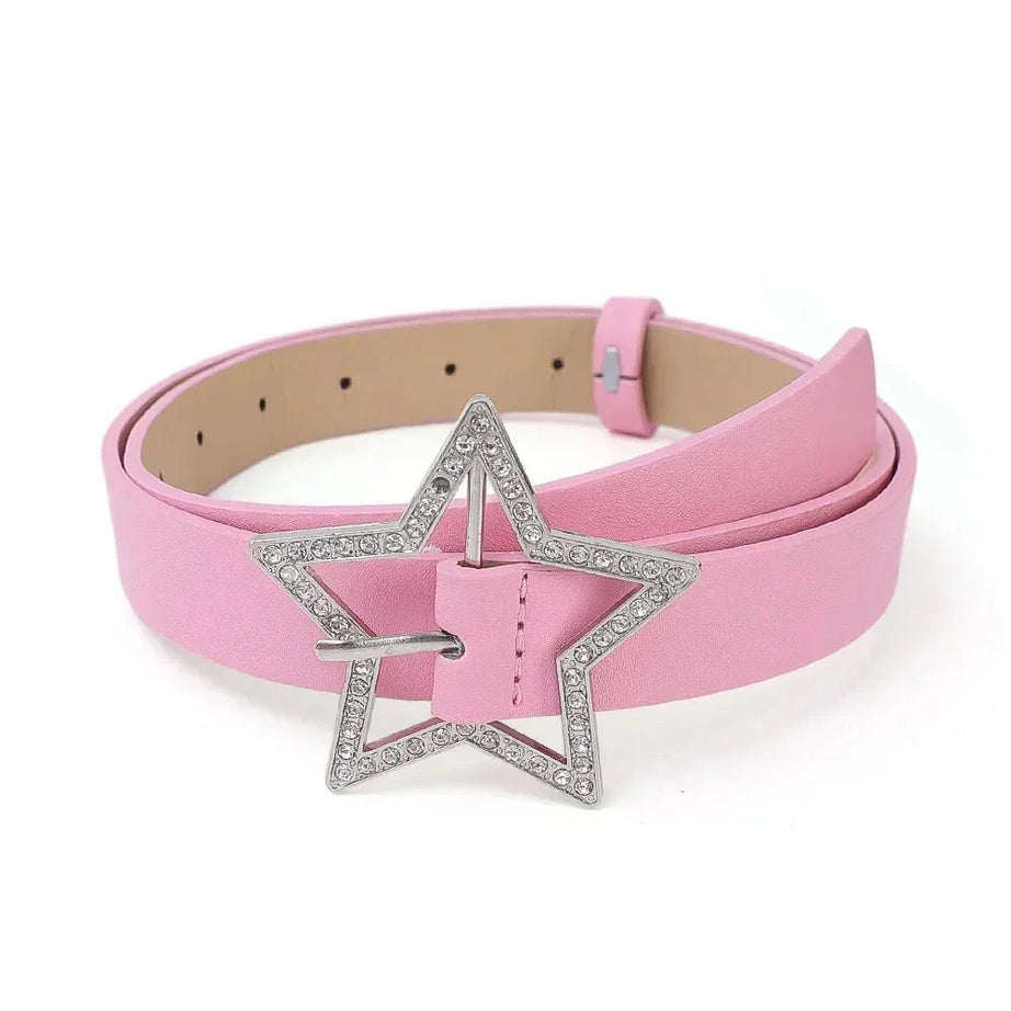 Star Buckle Rhinestone Belt - Belts