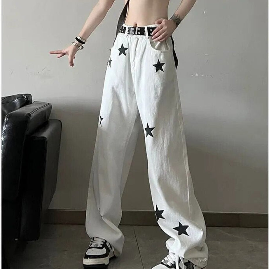 Y2k Star Print High Waist Jeans