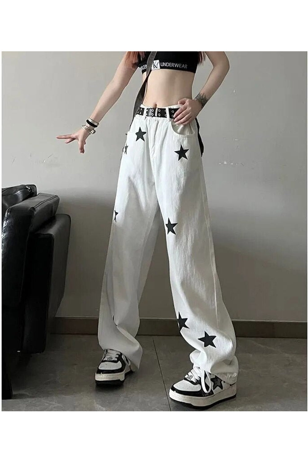Y2k Star Print High Waist Jeans