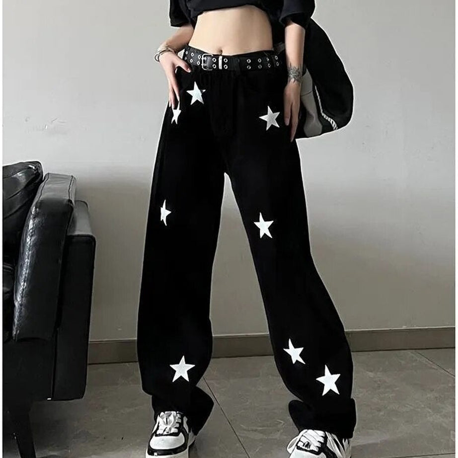 Y2k Star Print High Waist Jeans