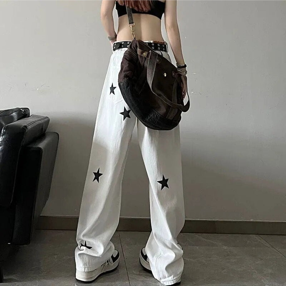 Y2k Star Print High Waist Jeans