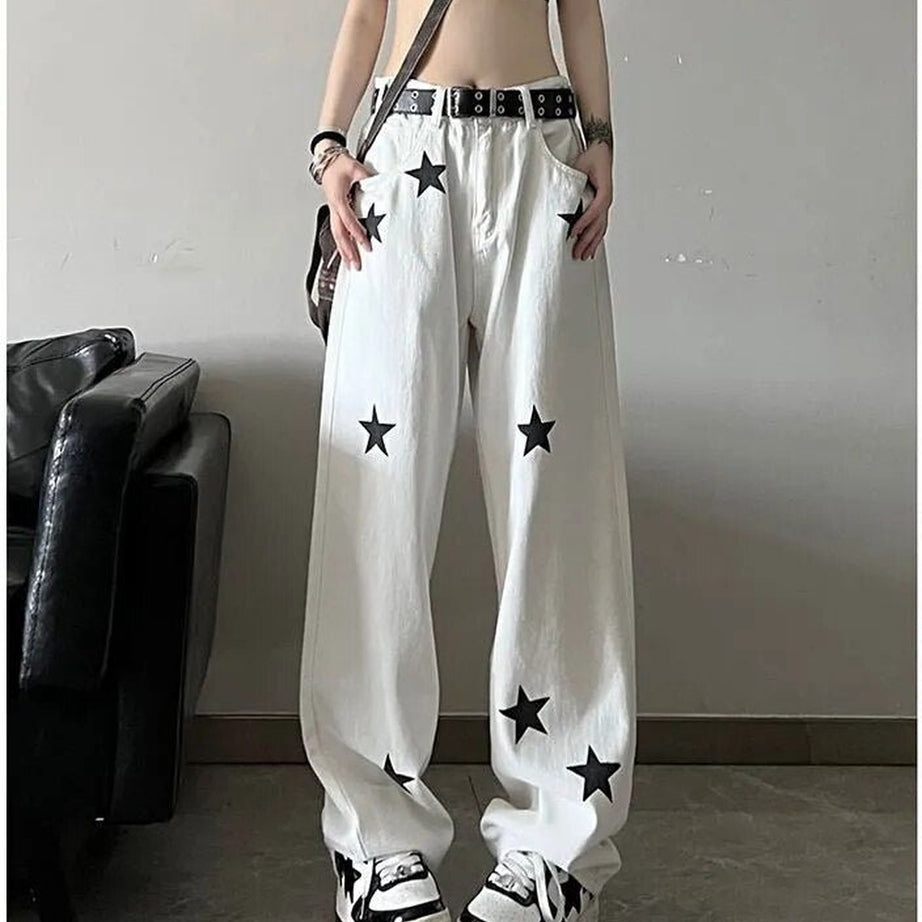 Y2k Star Print High Waist Jeans