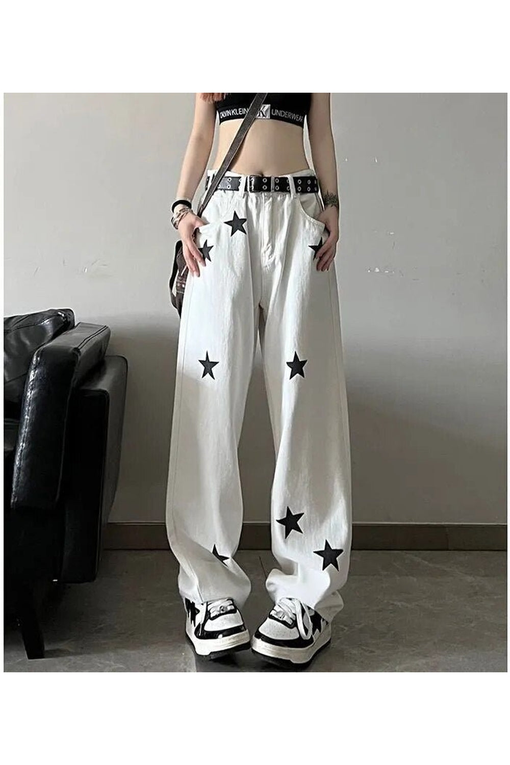 Y2k Star Print High Waist Jeans