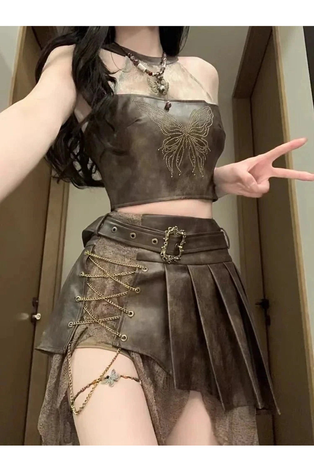 Y2k Steampunk Warrior Outfit Set