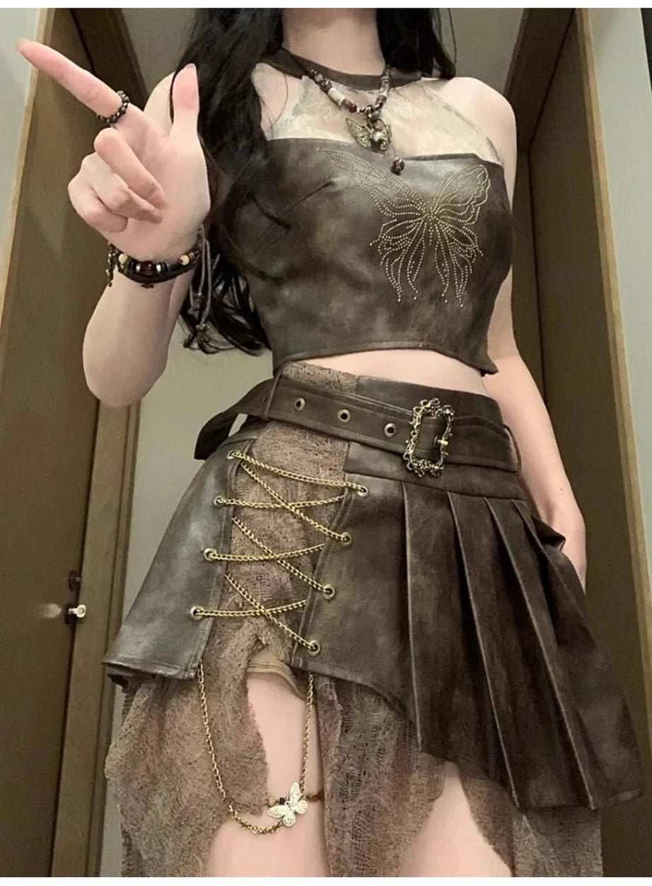 Y2k Steampunk Warrior Outfit Set