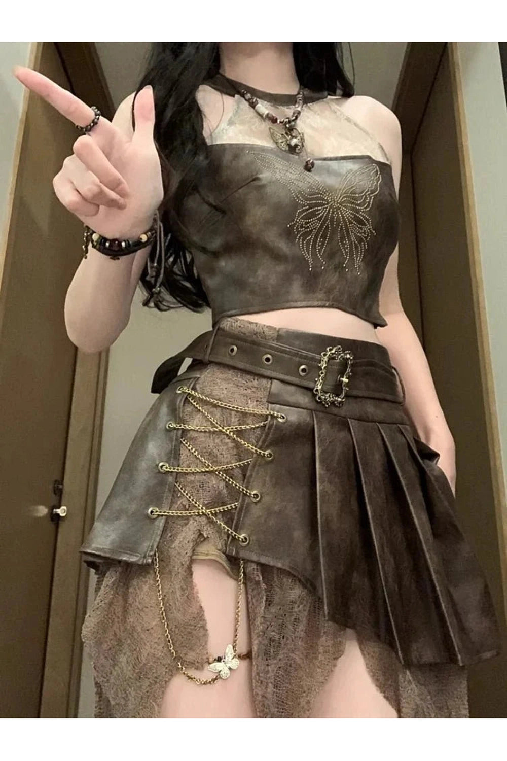 Y2k Steampunk Warrior Outfit Set