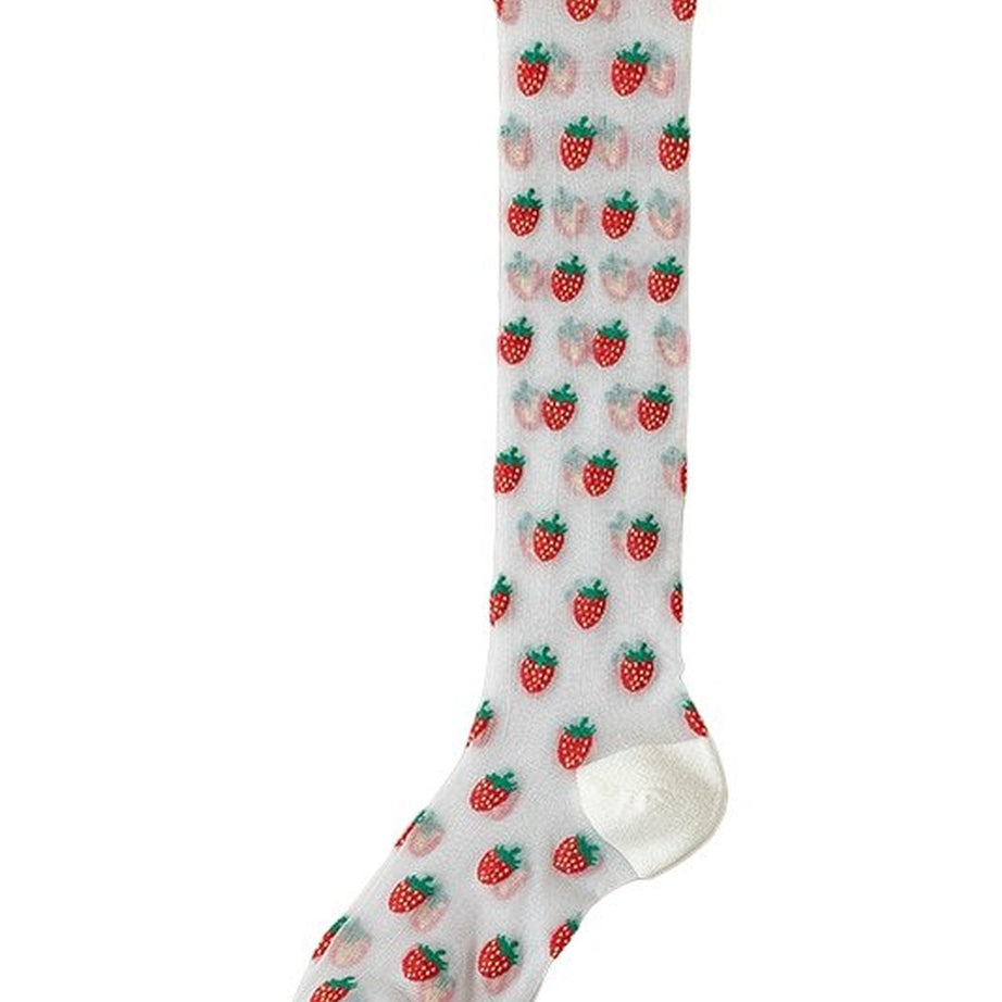 Y2k Strawberry Crystal Silk Socks