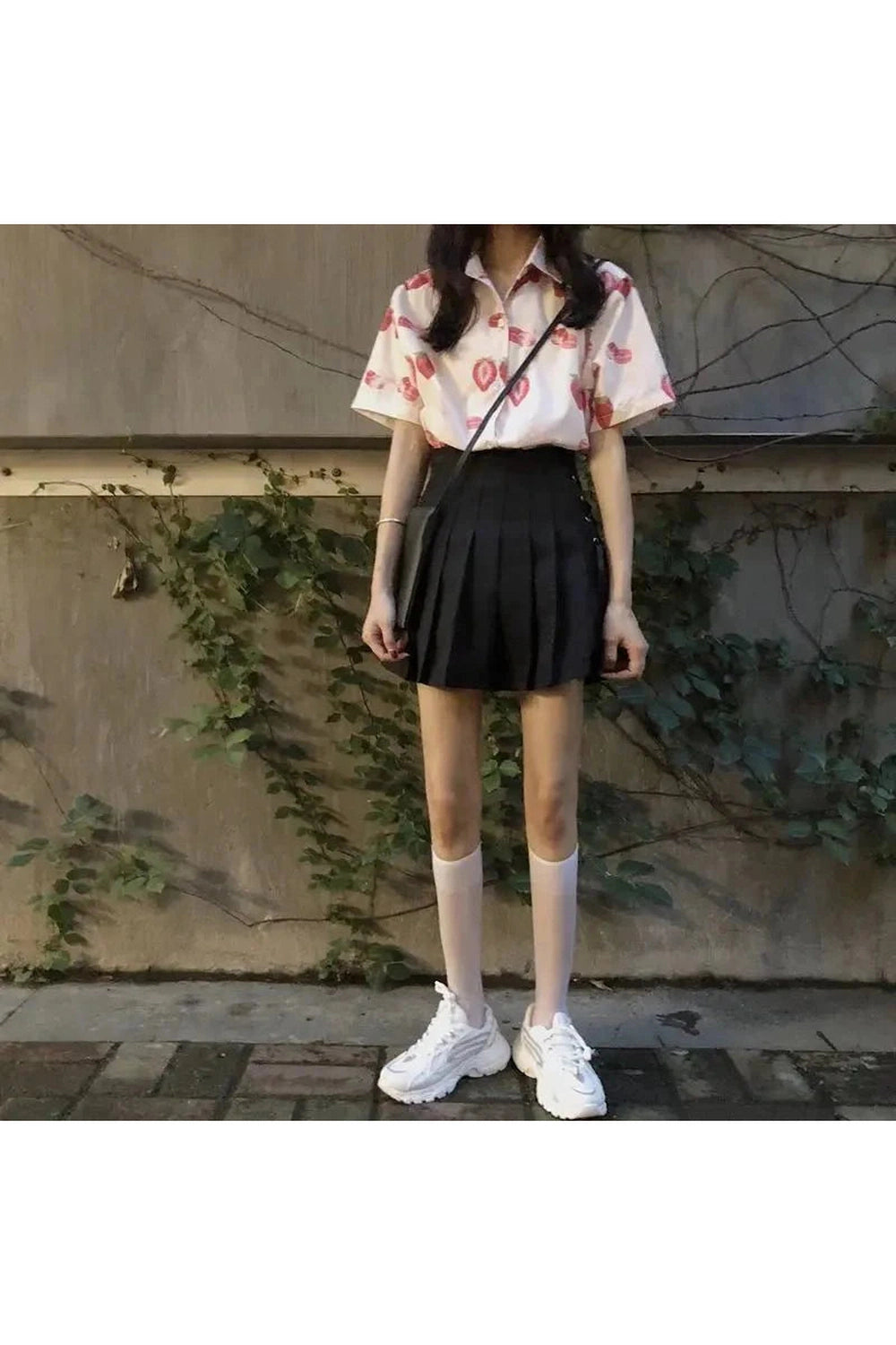 Y2k Strawberry Print Casual Shirt