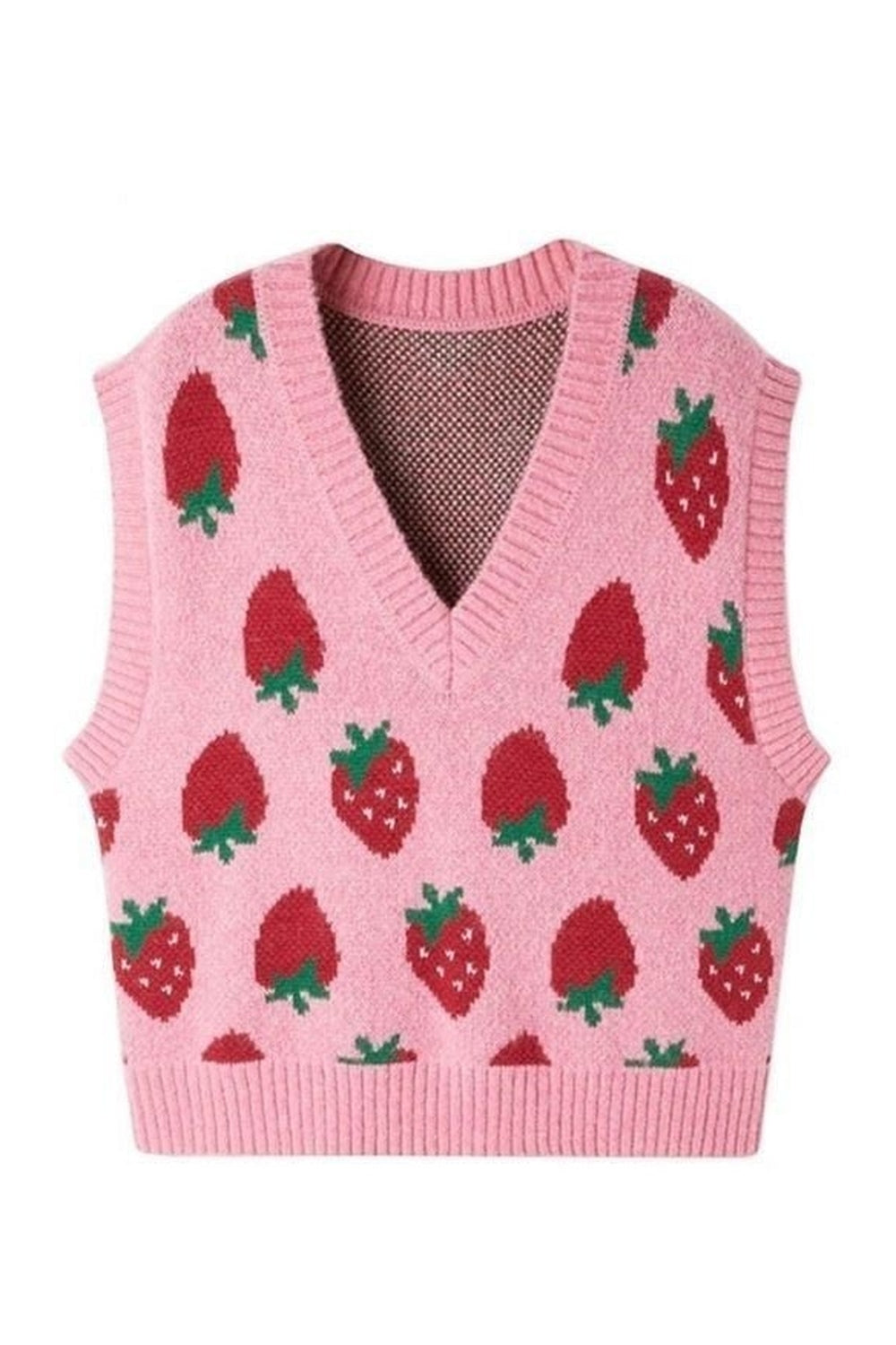 Y2k Strawberry Print Sweater Vest