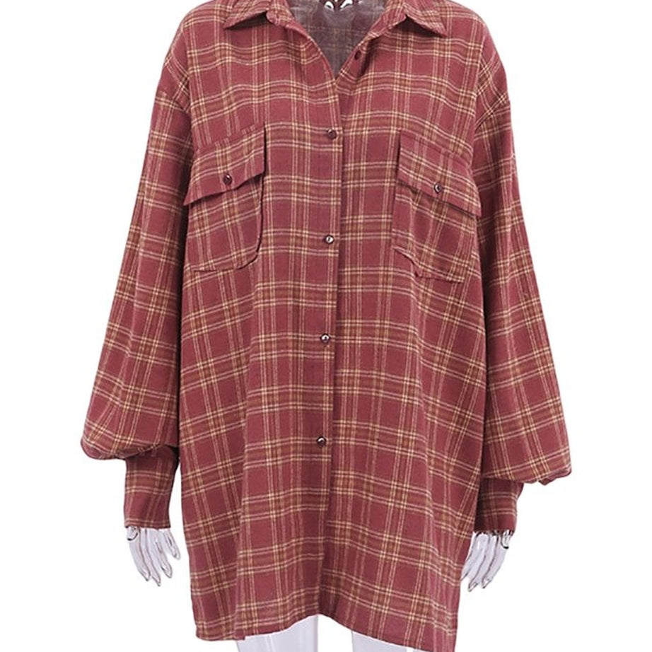 Y2k Street Style Red Plaid Shirt