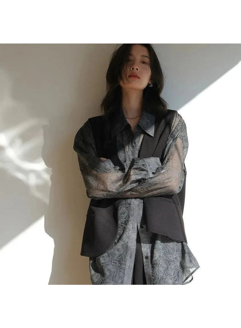 Y2k Streetwear Lantern Sleeve Shirt