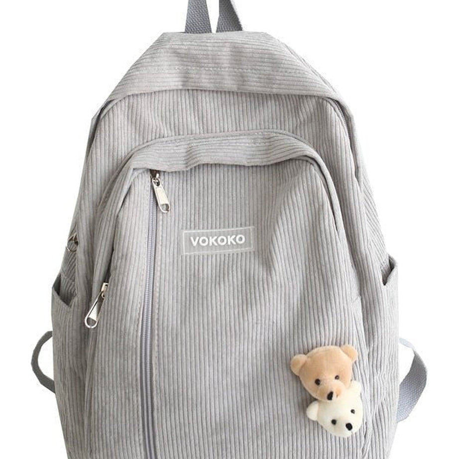 Y2k Stripe Corduroy School Backpack