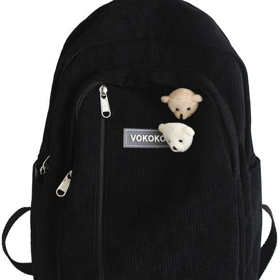 Y2k Stripe Corduroy School Backpack
