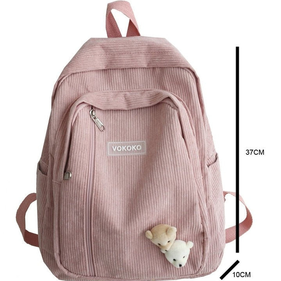 Y2k Stripe Corduroy School Backpack