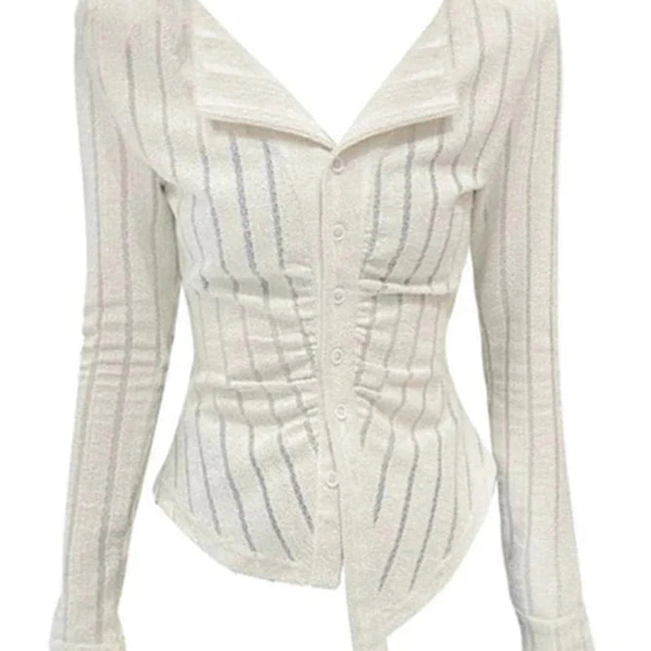 Y2k Striped Bodycon Cardigan Top