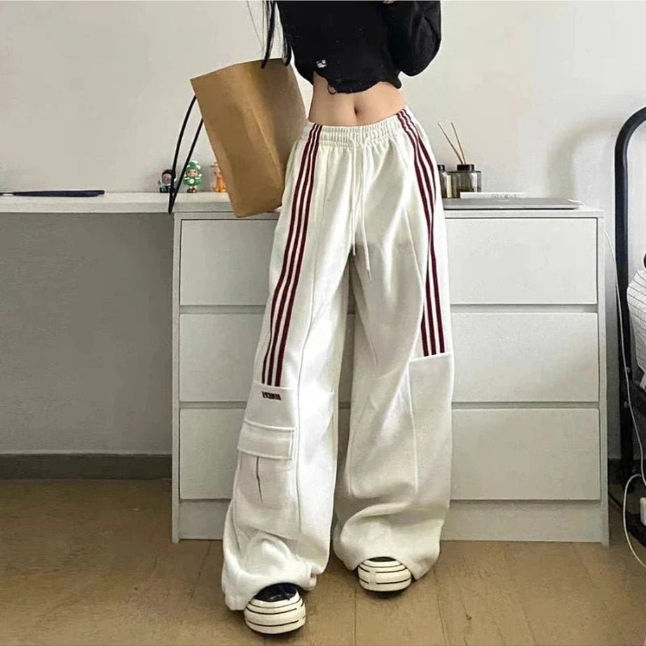 Y2k Striped Cargo Spring Pants