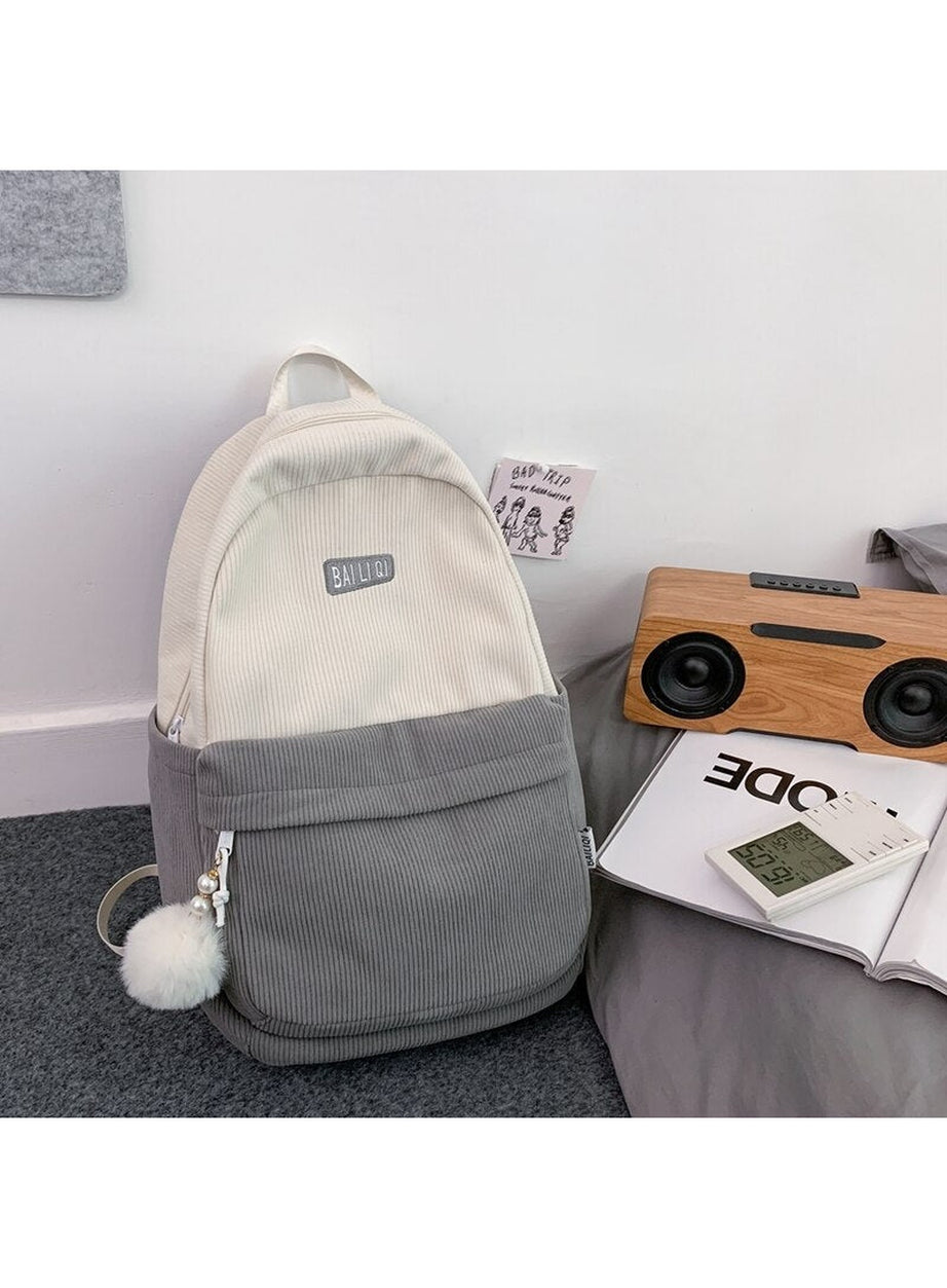 Y2k Striped Corduroy Student Backpack