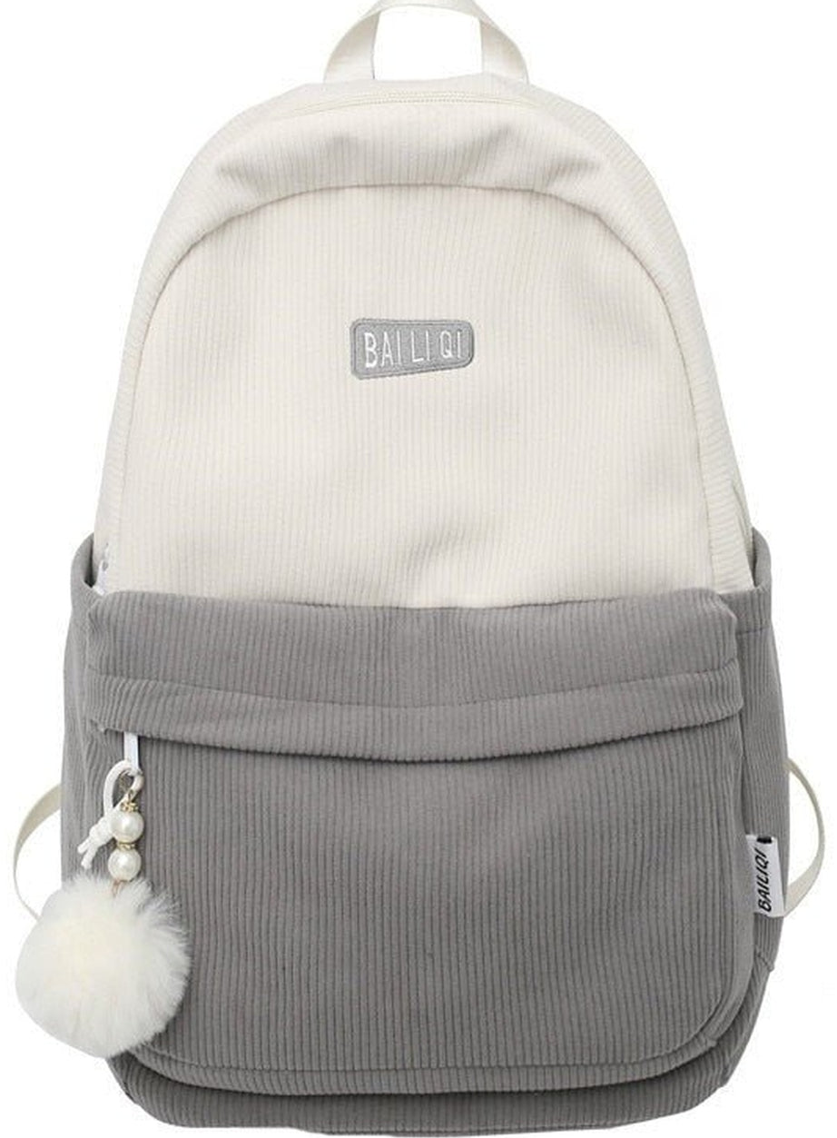 Y2k Striped Corduroy Student Backpack