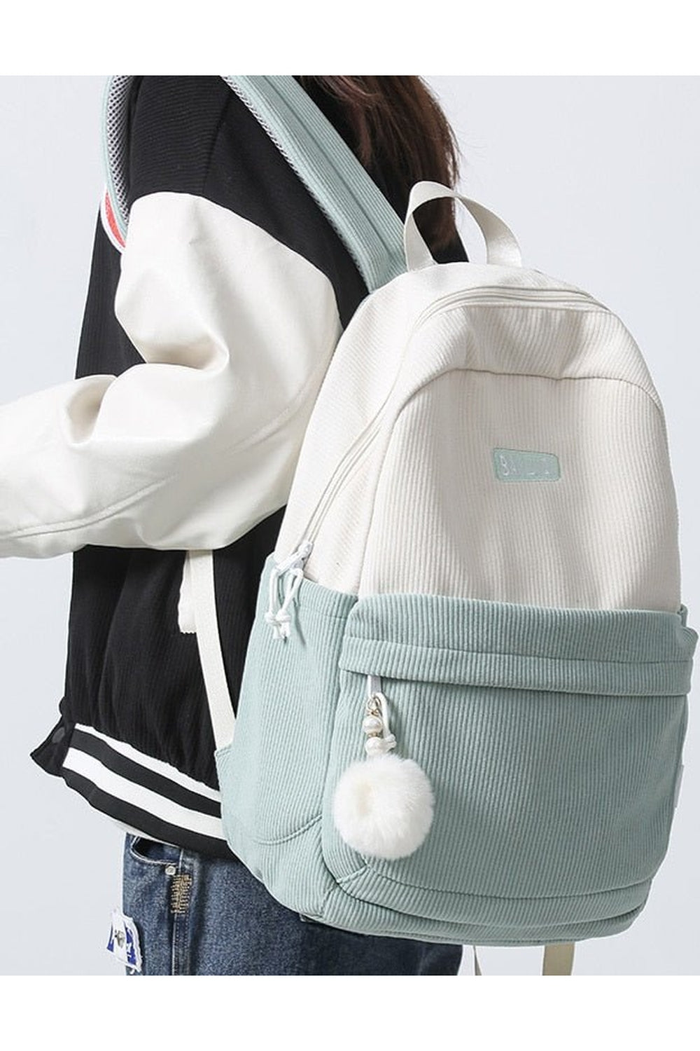 Y2k Striped Corduroy Student Backpack