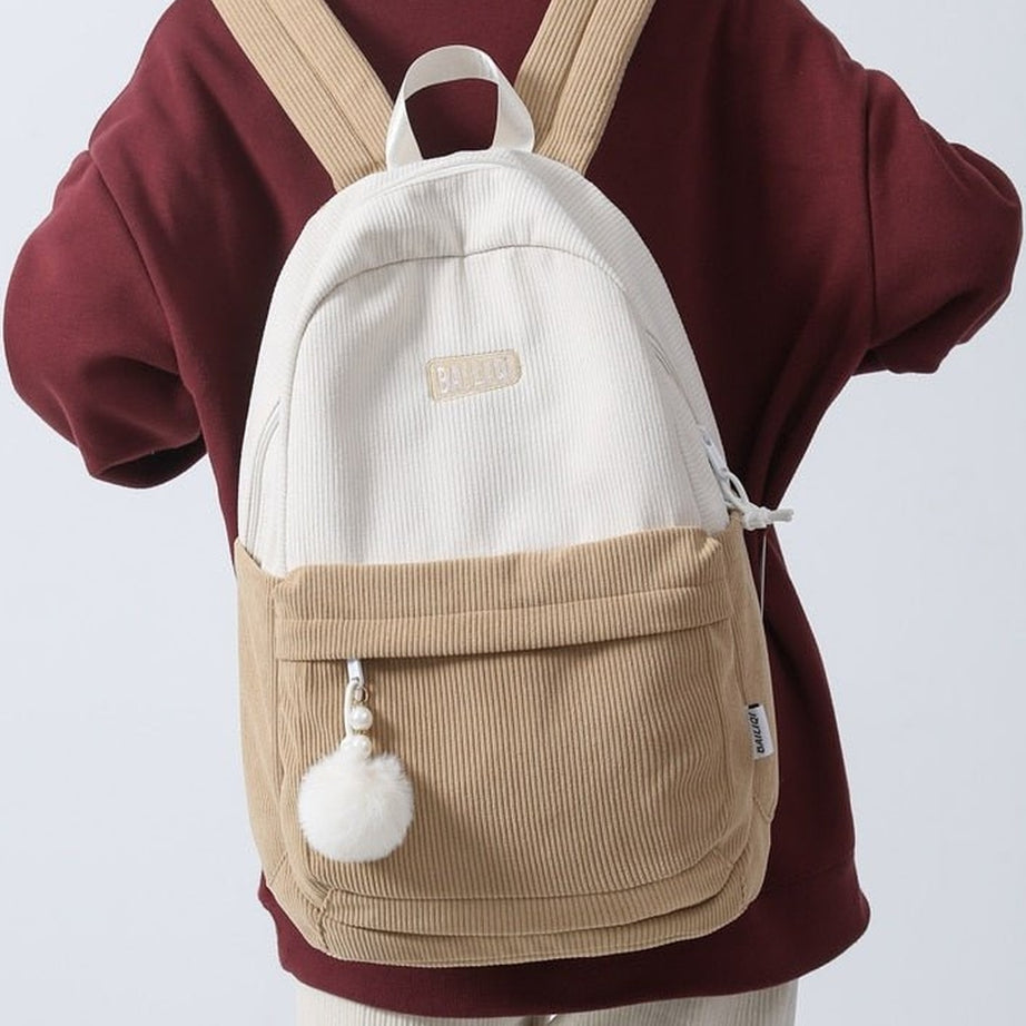 Y2k Striped Corduroy Student Backpack