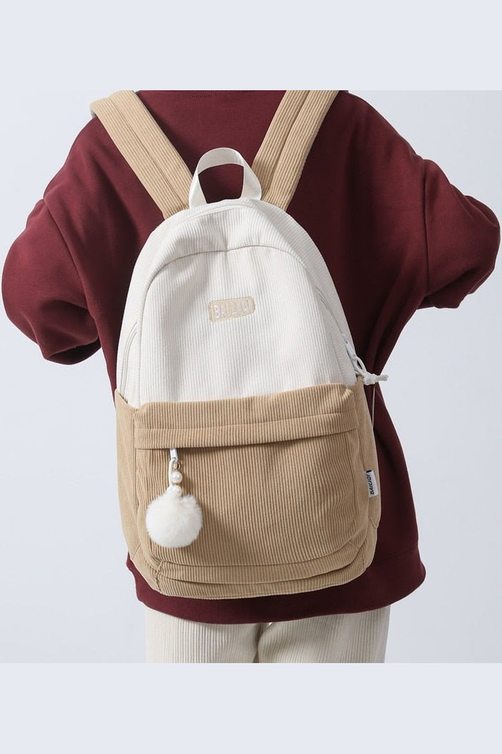 Y2k Striped Corduroy Student Backpack